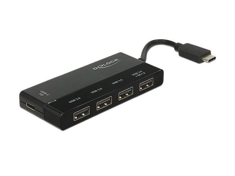Delock USB-Hub USB 3.1 Typ-C Gen1 - 4x USB-A + 1x USB Typ-C mit PD