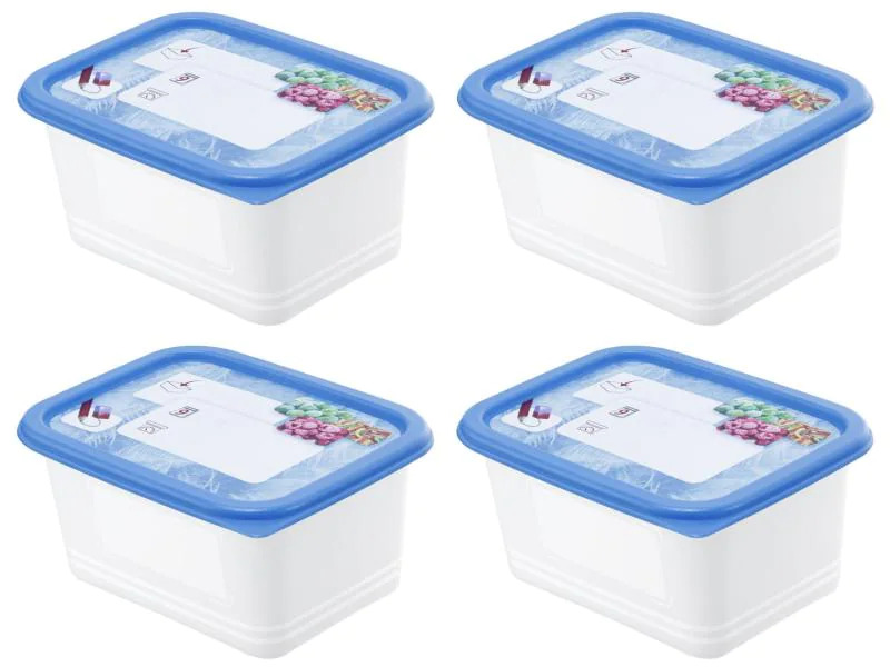 Rotho Vorratsbehälter Domino Dekor 4 Stück, 0.75 l, Transparent