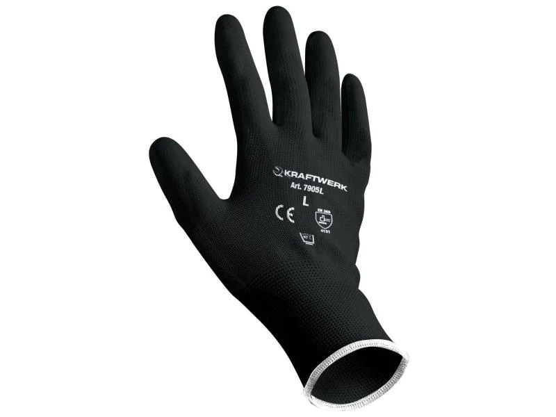 Kraftwerk Mechanikerhandschuh L, Schwarz, 12 Paar