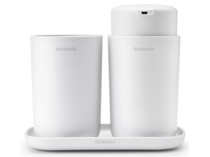 Brabantia Seifenspender-Set ReNew mit Zahnputzbecher und Schale Weiss