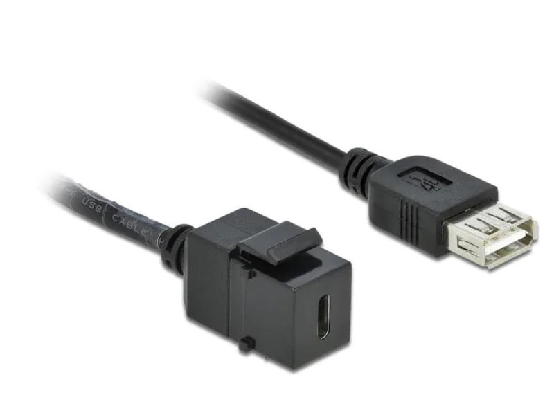 Delock Keystone-Modul USB2.0 USB-A – USB-C, 25cm schwarz