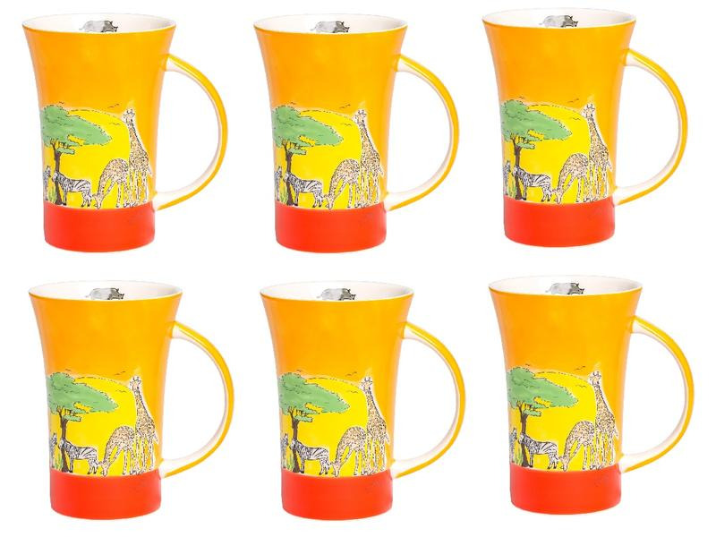 Mila Kaffeetasse Afrika 500 ml , 6 Stück, Orange