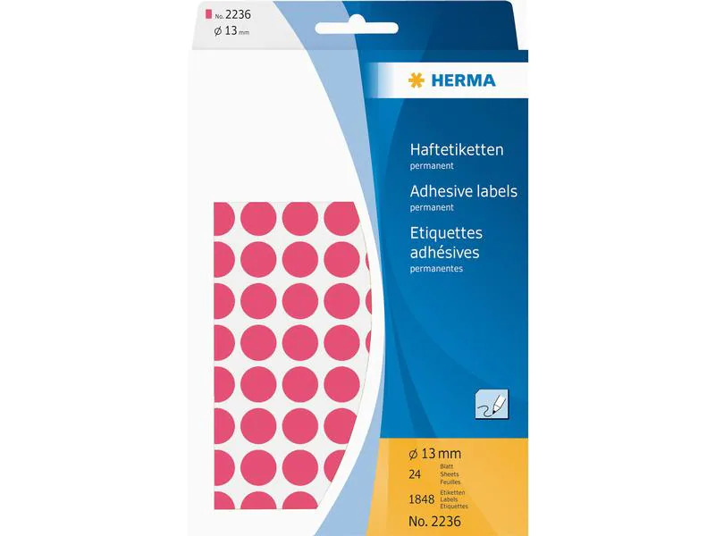 HERMA Vielzweck-Etiketten 2236 Ø 13 mm, 32 Blatt, Pink
