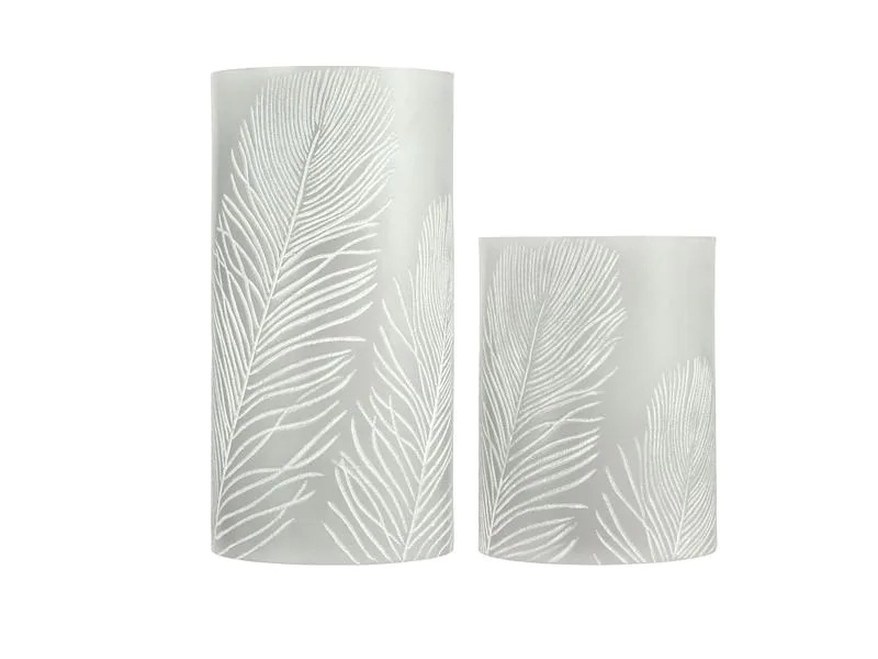 Pauleen LED-Kerzen Set Cosy Feather, Ø 7.6 cm, Grau/Weiss, 2 Stk.