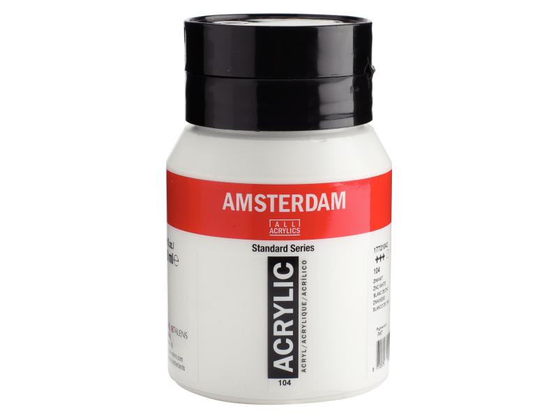 Amsterdam Acrylfarbe Standard 104 Zinkweiss halbtransparent, 500 ml