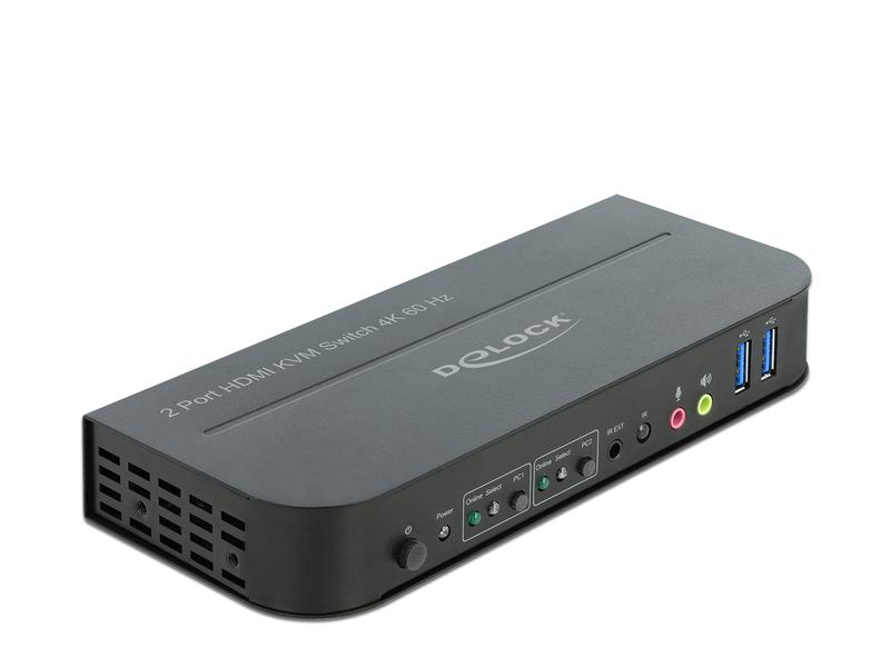 Delock KVM Switch 2 Port HDMI mit USB 3.0 und Audio 4k 60Hz
