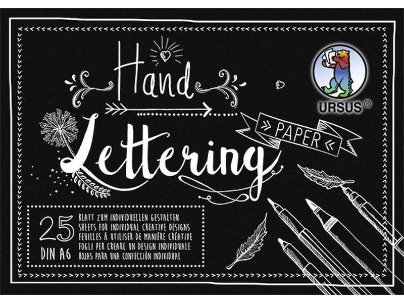 URSUS Zeichenblock Handlettering  A6, 210 g/m², 25 Blatt, Schwarz