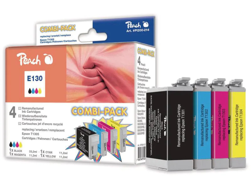 Peach Tintenset Epson T1305 BK, C, M, Y