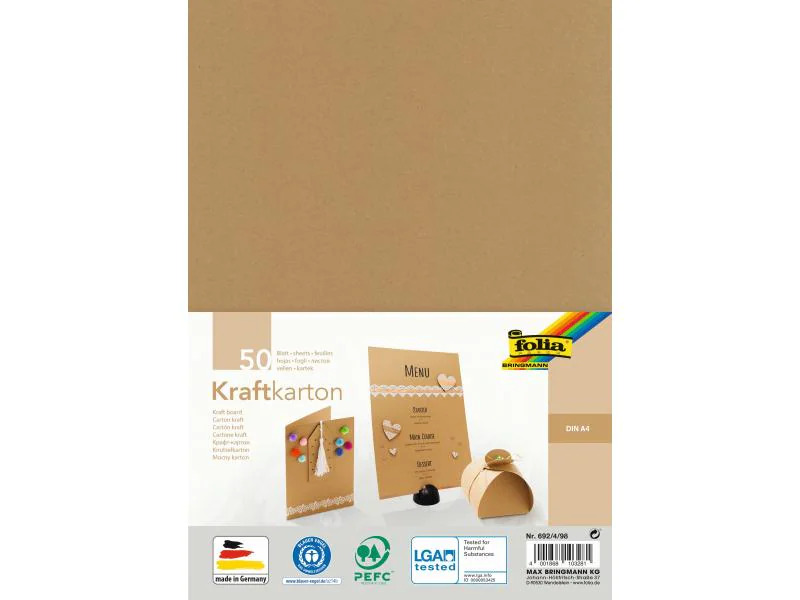 Folia Kraftkarton Kraftpapier A4, 50 Blatt 230 g/m²