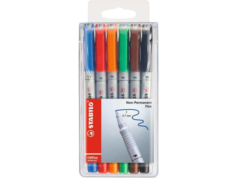 STABILO Folienstift OHPen universal F 6 Stück Mehrfarbig