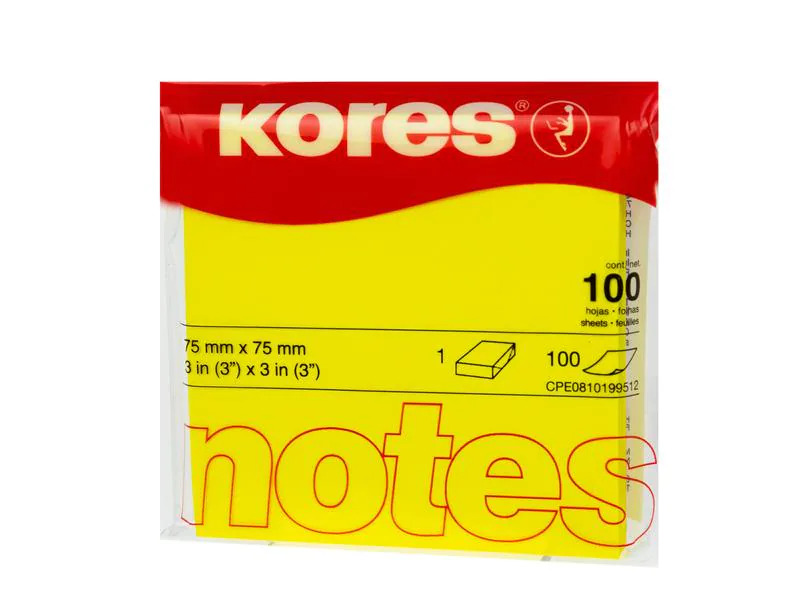 Kores Notizzettel 7.5 x 7.5 cm, Neongelb