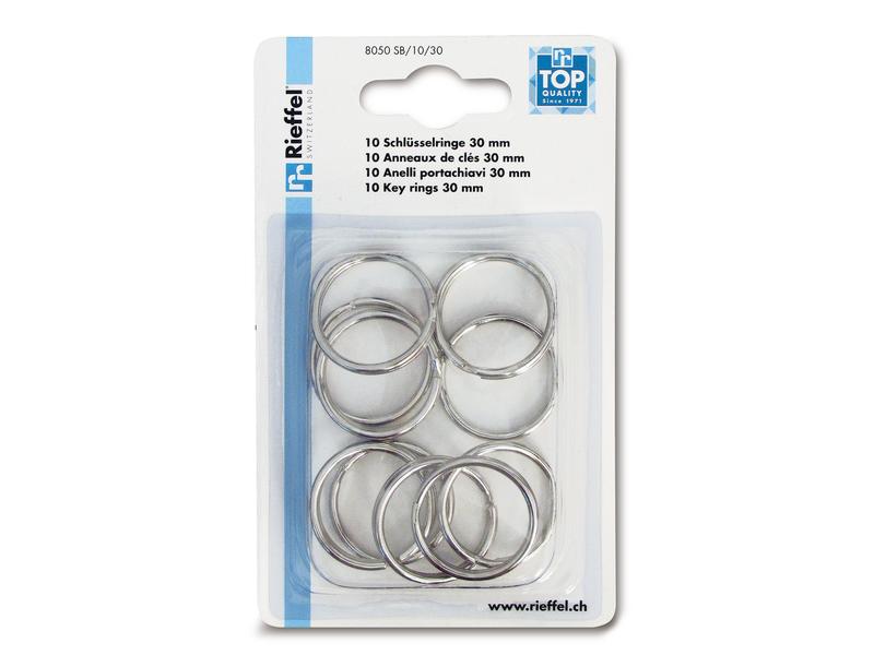 Robert Rieffel Schlüsselring 30 mm, 10 Stück, Silber