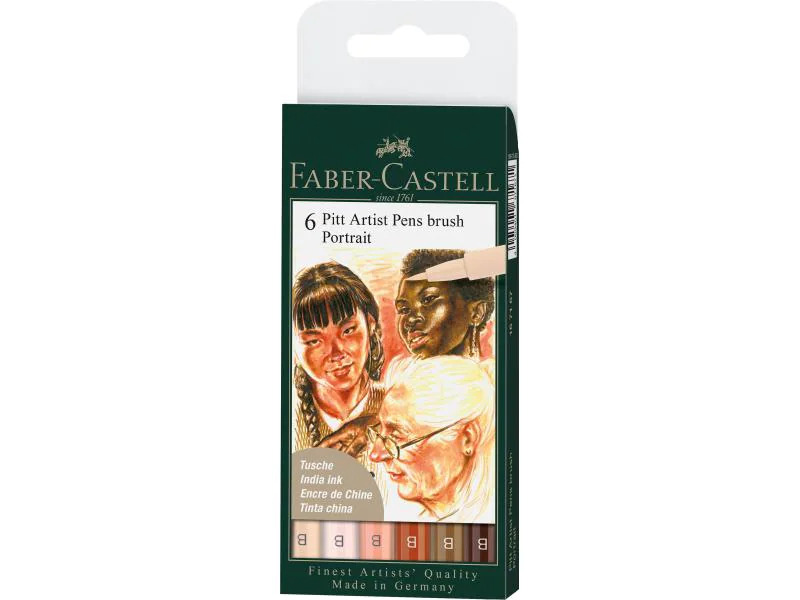 Faber-Castell Tuschestift Pitt Artist Pen Portrait 6er Etui