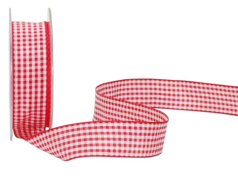 Spyk Geschenkband Vichy 25 mm x 20 m, Rot/Weiss