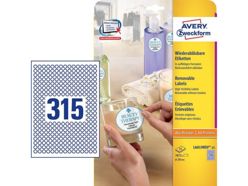 Avery Zweckform Runde Etiketten L6019REV Ø 10 mm