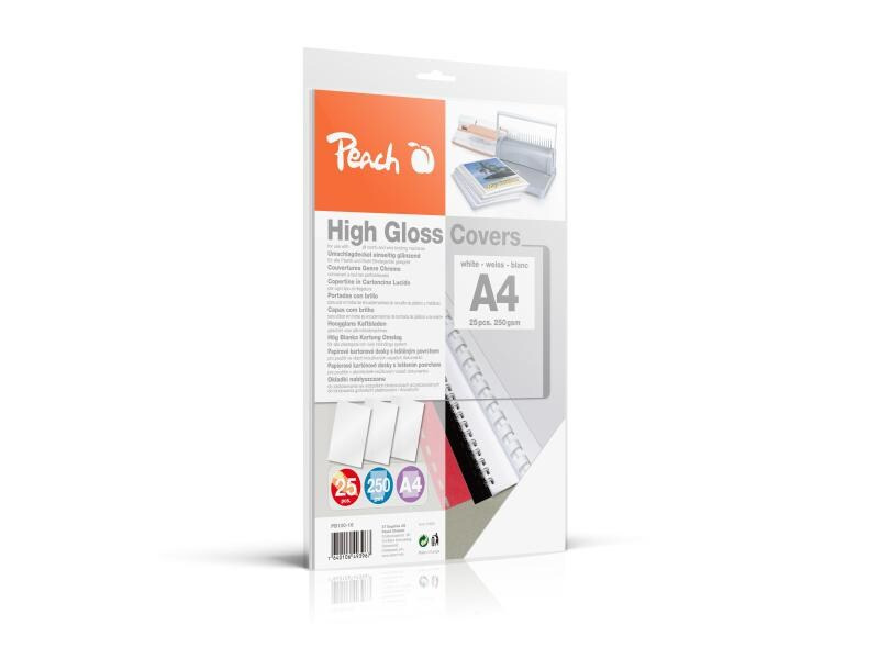 Peach Einbanddeckel High Gloss A4, 250 g/m², 25 Stück, Weiss
