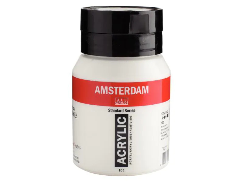 Amsterdam Acrylfarbe Standard 105 Titanweiss deckend, 500 ml
