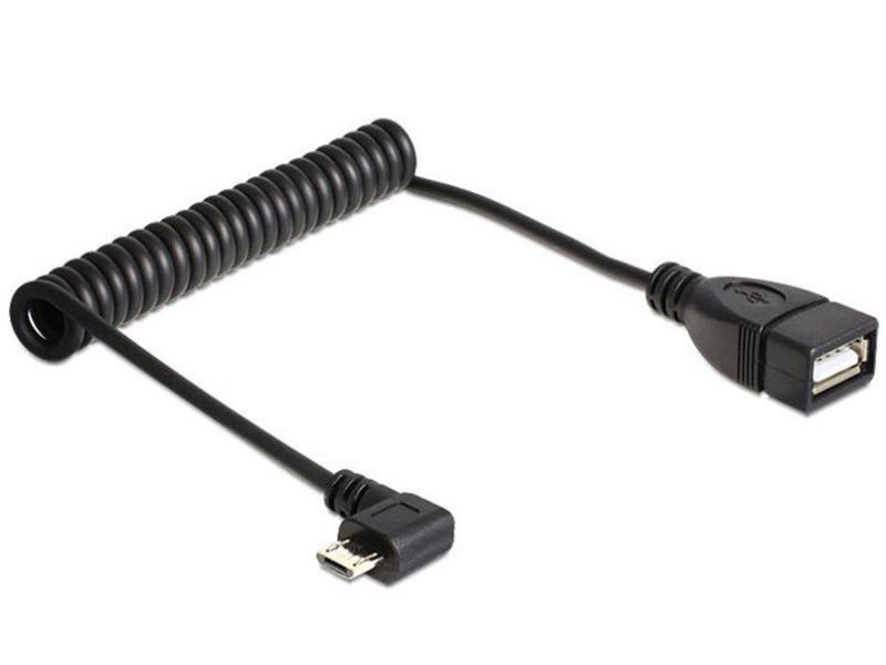 Delock USB-OTG-Spiralkabel  Micro-USB B - USB A 0.55 m