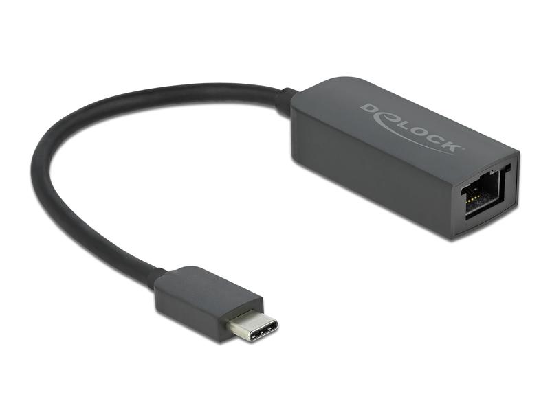 Delock Netzwerk-Adapter USB-C – RJ45 2.5Gbps schwarz, kompakt