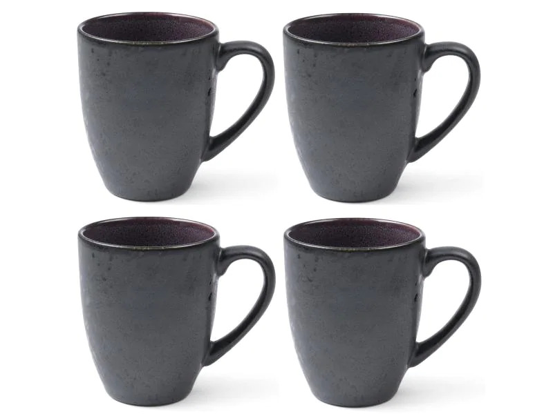 Bitz Kaffeetasse 300 ml, 4 Stück, Dunkelviolett/Schwarz