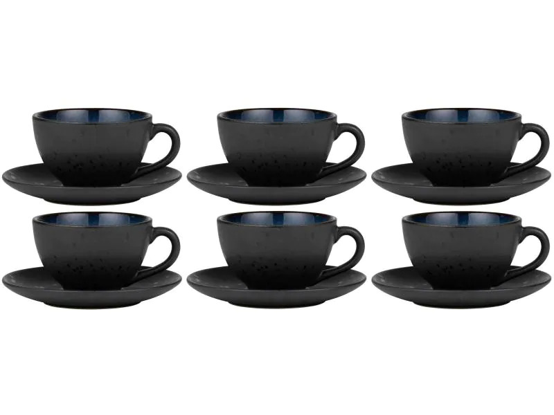 Bitz Kaffeetasse 240 ml, 6 Stück, Schwarz/Dunkelblau