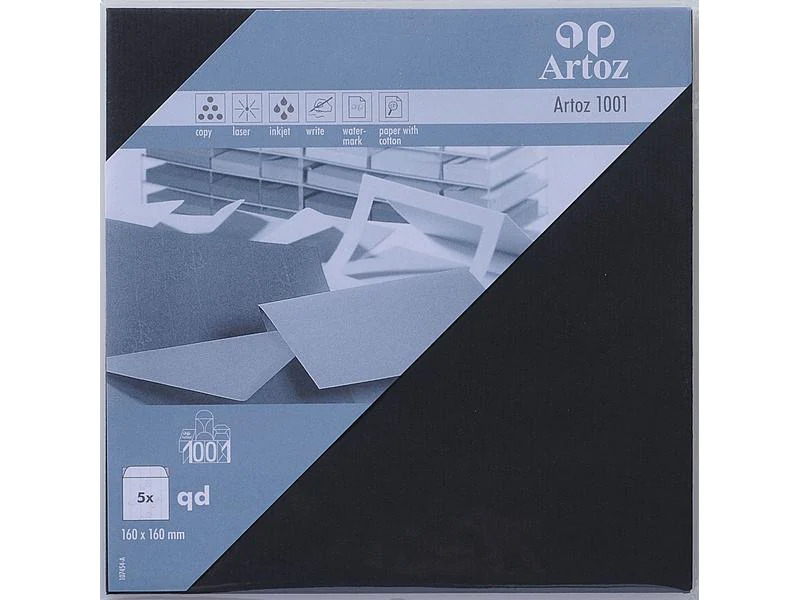 Artoz Couvert 1001, 16 x 16 cm, 5 Stück, Schwarz