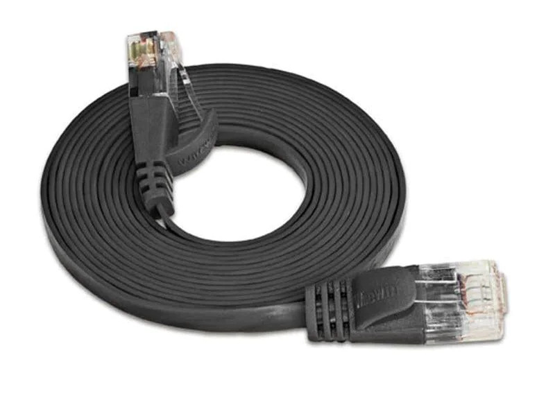 SLIM Slimpatchkabel RJ-45 - RJ-45, Cat 6, UTP, 0.15 m, Schwarz