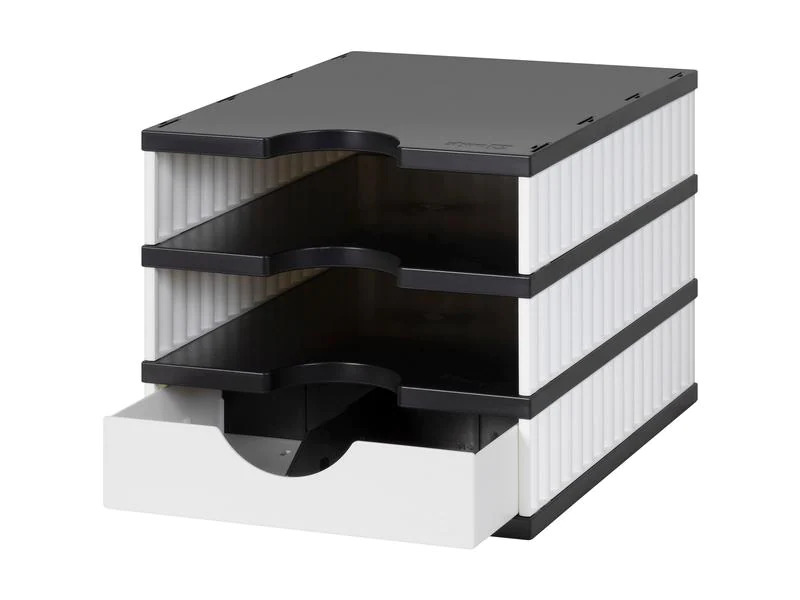 Styro Schubladenbox Styrodoc Uno Weiss/Schwarz