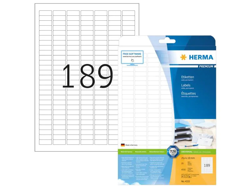 HERMA Universal-Etiketten 4333 25.4 x 10 mm, 4725 Etiketten