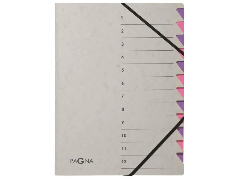 Pagna Ordnungsmappe A4 Easy Grey Grau; Lila, 12 Fächer