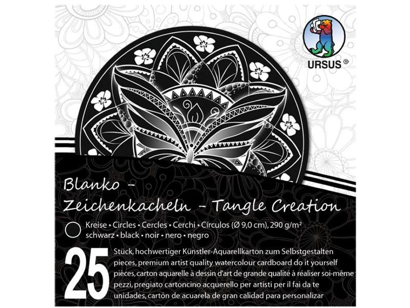URSUS Aquarellblock Kacheln, ø 9 cm, Schwarz, 25 Stück