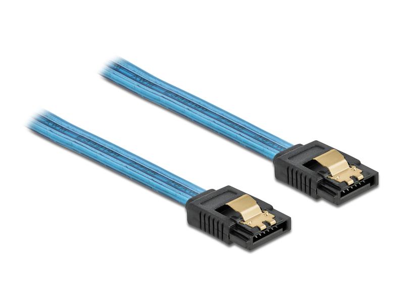 Delock SATA-Kabel UV Leuchteffekt blau 70 cm
