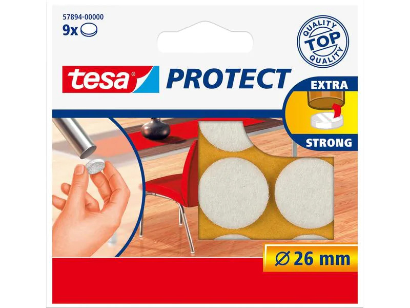 tesa Stuhlbeingleiter Protect Ø 26 mm 9 Stück, Weiss