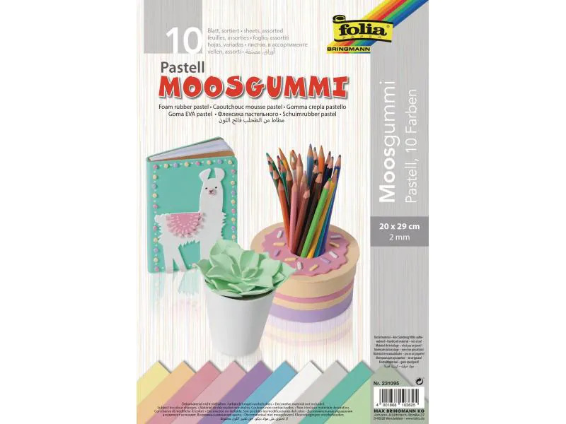 Folia Moosgummi-Set 10 Stück, Mehrfarbig