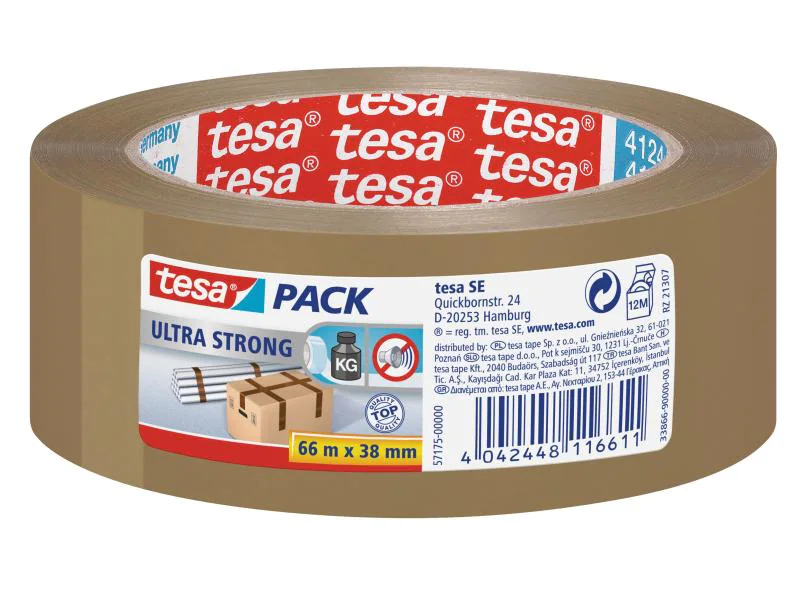 tesa Klebeband ultrastrong 38 mm x 66 m, 1 Rolle Braun