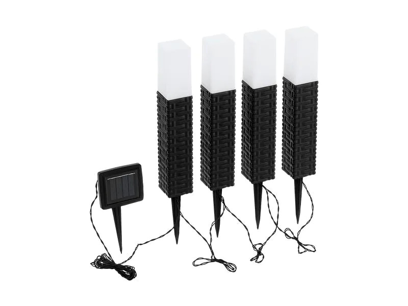 EGLO Leuchten Gartenlicht Solar Spiess Rattan, 4er Set