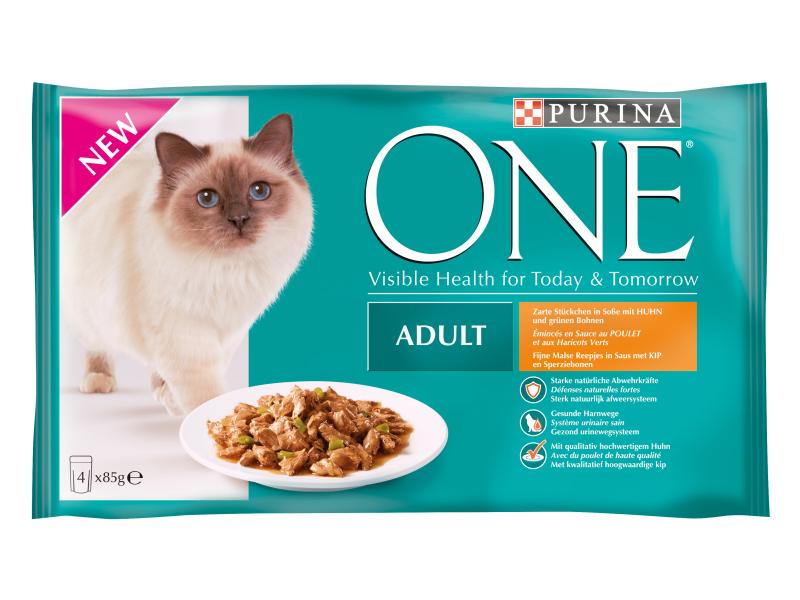 Purina ONE Nassfutter Adult Huhn, 4 x 85 g