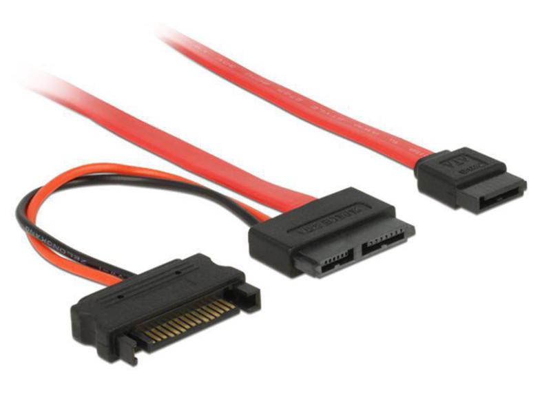 Delock Slim-SATA-Kabel rot, SATA Strom, 30 cm