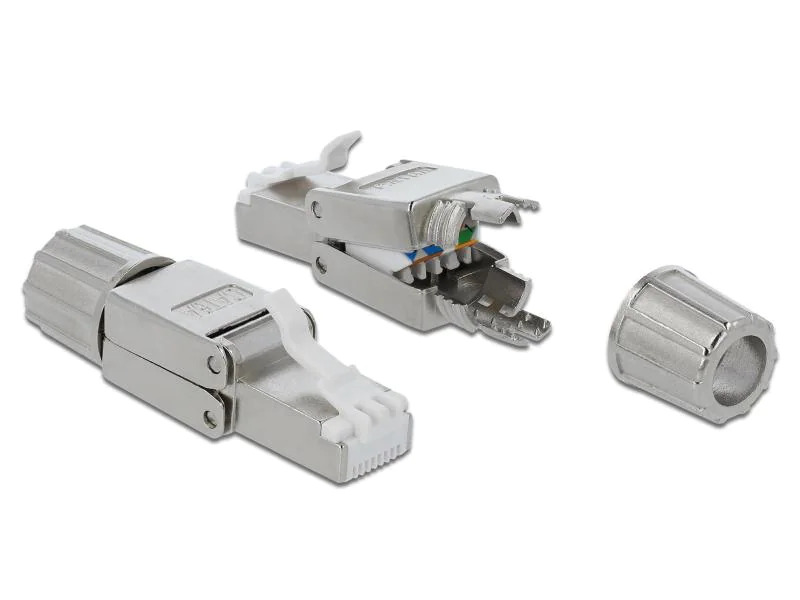 Delock Stecker RJ45 Cat.6A 1 Stück, Grau, geschirmt, werkzeugfrei