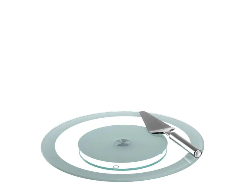 Montana Tortenplatte Bistro mit Tortenmesser, Grau/Transparent