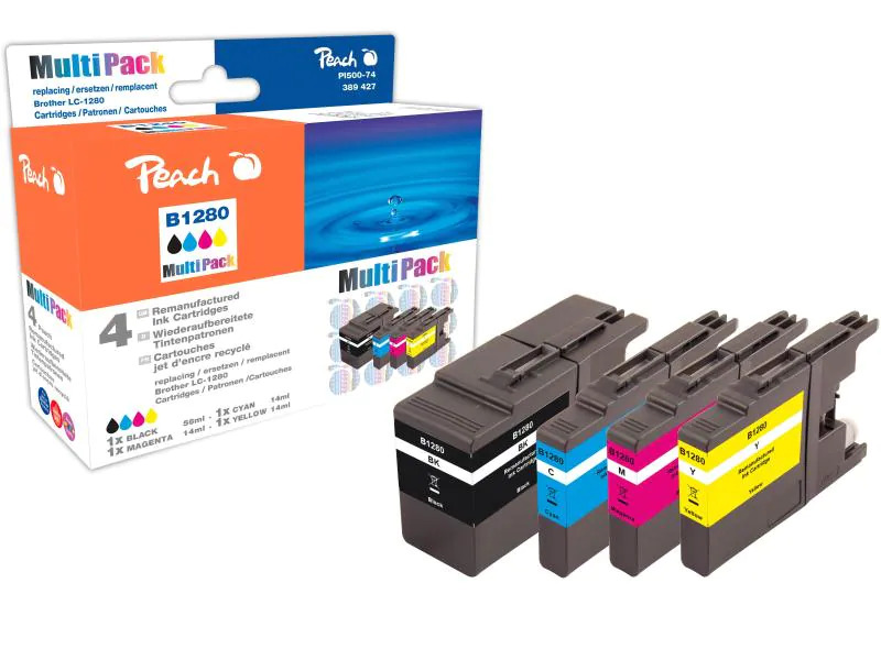 Peach Tinte Brother LC-1280 Combi Pack XL BK, C, M, Y