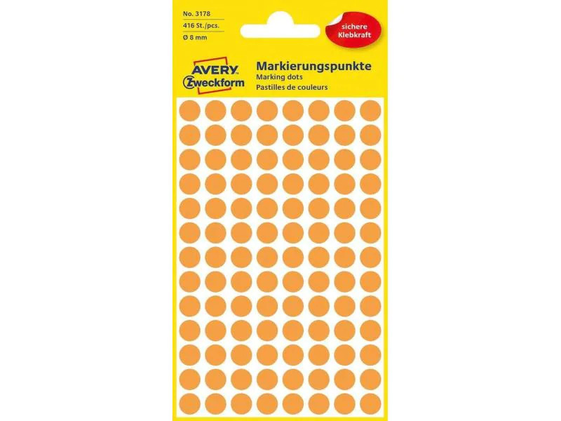 Avery Zweckform Klebepunkte 8 mm Neonorange