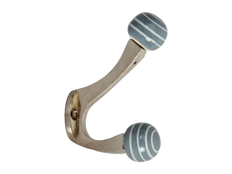 Tranquillo Wandhaken 2-fach, mit Streifen Blau/Weiss