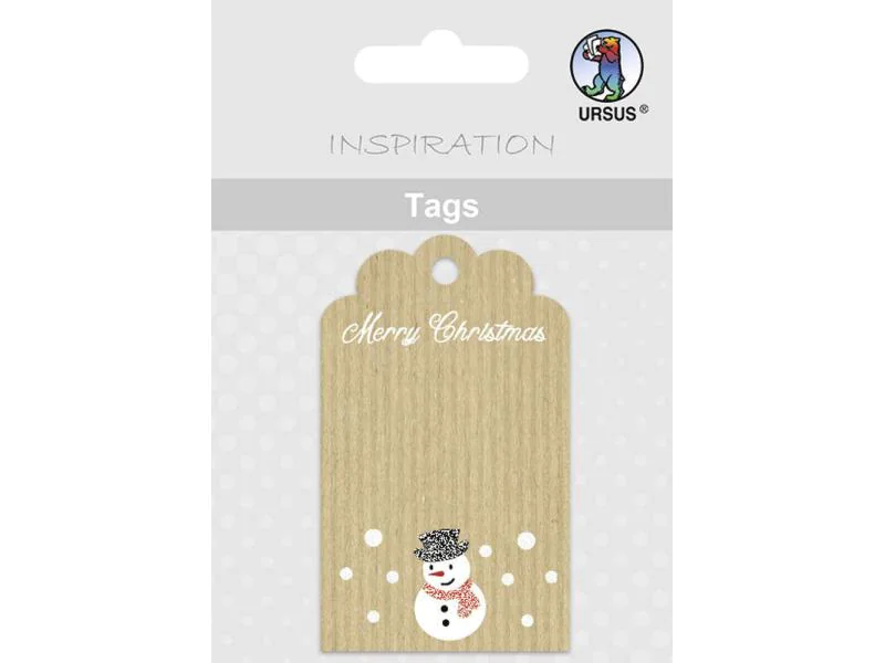 URSUS Geschenkanhänger Snowman 3.45 x 7.5 cm, 8 Stück