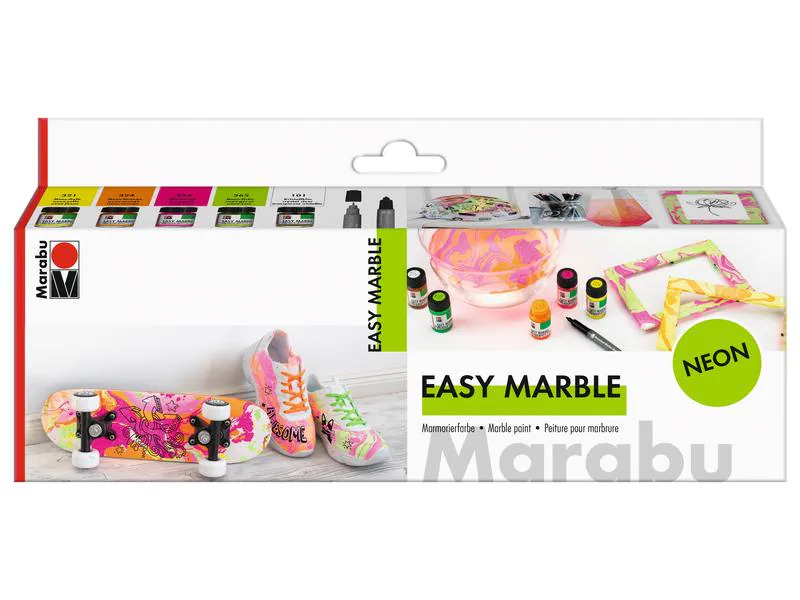 Marabu Marmorierfarbe Easy Marble 6 x 15 ml, Neon