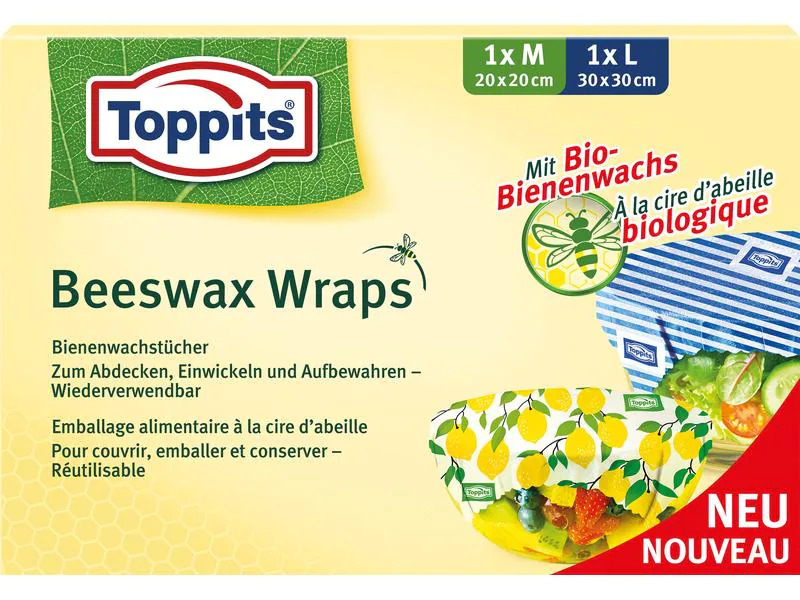 Toppits Bienenwachstuch  2 Stück, Mehrfarbig