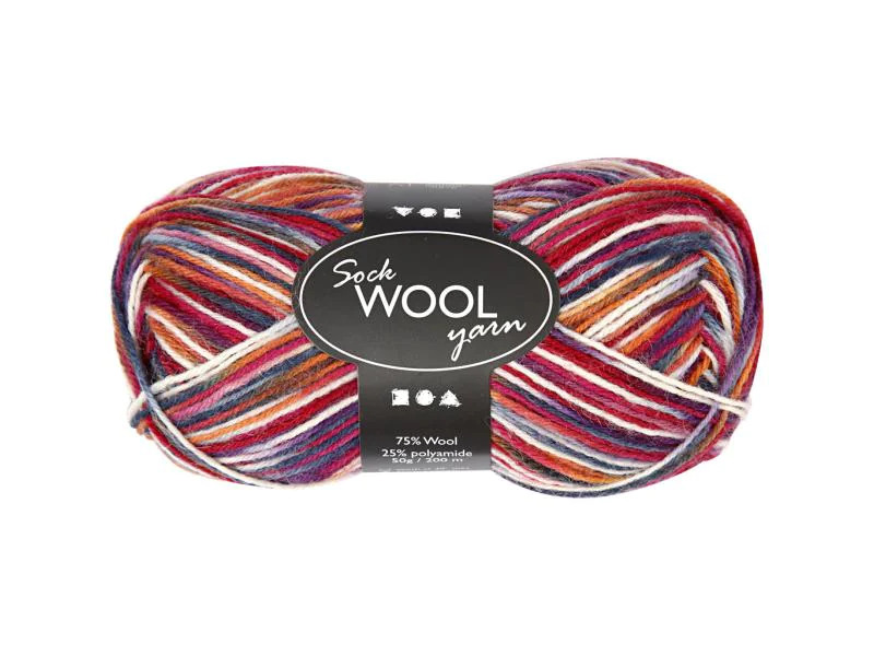 Creativ Company Wolle 50 g für Socken, Blau/Rot
