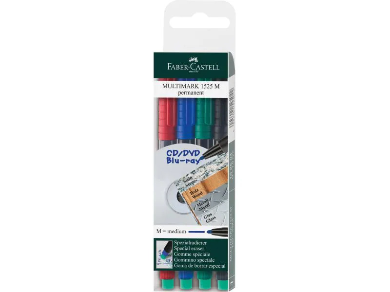 Faber-Castell CD/DVD Marker Multimarker M permanent 4er Etui