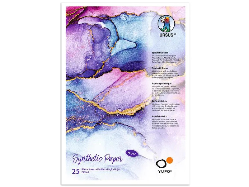 URSUS Malblock Yupo Synthetik, A5, 85 g/m2, 25 Blatt