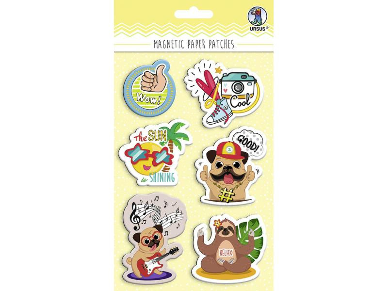 URSUS Haftmagnet Paper Patches Funky Mehrfarbig, 6 Stück